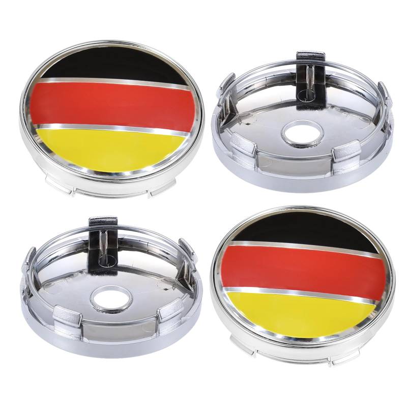 TECART 4 Stück Nabenabdeckung Nabendeckel 60mm 2.36in USA DE UK Flagge Fahne Kappen Radkappen Radnabendeckel Chrom PVC für BMW VW Audi Volvo Toyota Mazda Honda Lexus Radnabenabdeckung Auto Zubehör A von TECART