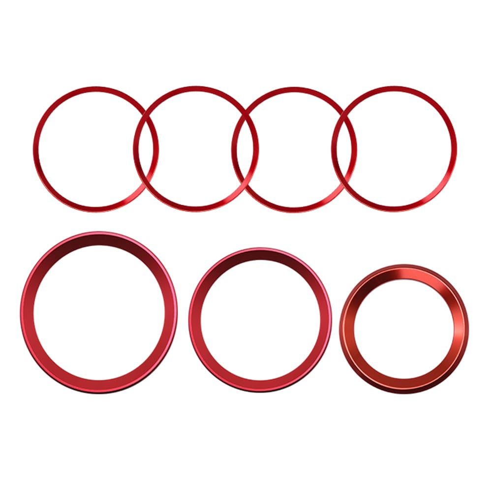 TECART 7 Stück Aufkleber Dekoration Vorne Hinten Logo 82mm 74mm 68mm 45mm Passt für BMW X1 X3 X5 X6 E46 E60 E81 E87 E90 E91 F30 F20 F10 G20 lenkrad Emblem Dekor Kreis Ring Felgenaufkleber-Rot A von TECART