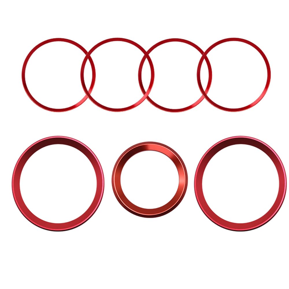 TECART 7 Stück Aufkleber Dekoration Vorne Hinten Logo 82mm 74mm 68mm 45mm Passt für BMW X1 X3 X5 X6 E46 E60 E81 E87 E90 E91 F30 F20 F10 G20 lenkrad Emblem Dekor Kreis Ring Felgenaufkleber-Rot B von TECART