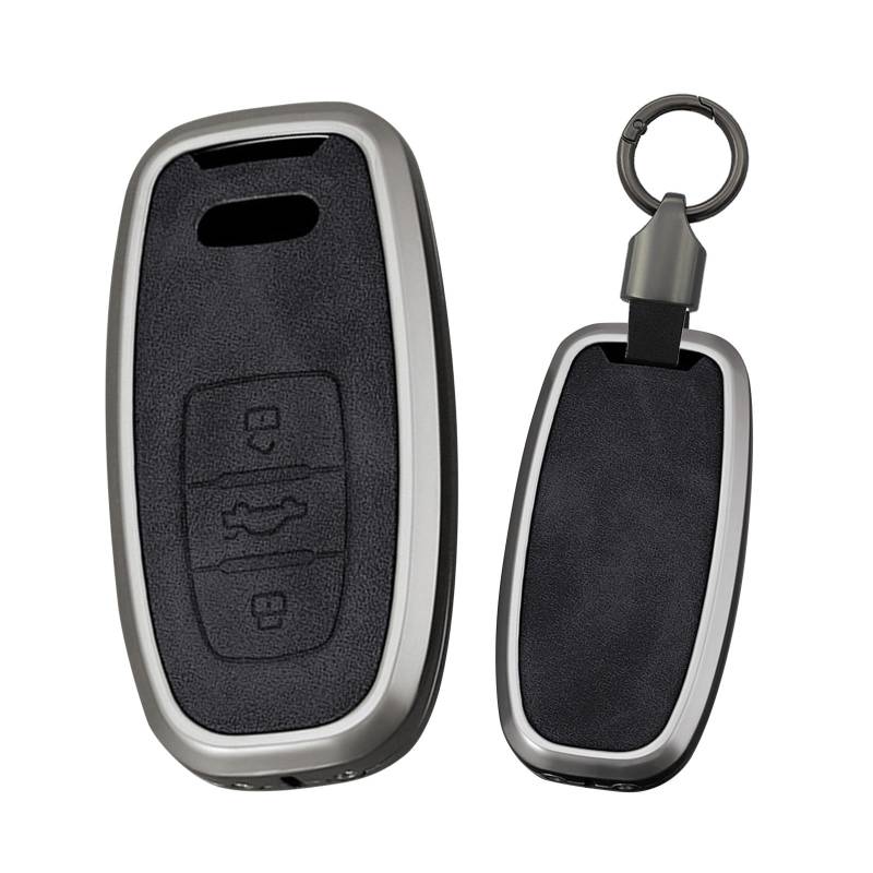 TECART Autoschlüssel Hülle Schlüsselgehäuse Passt für Audi A4 A5 A6 A7 Q5 Q7 Q8 RS SQ7 S7 S8 RS5 Schlüsselhülle Cover Case Keyless Autos Schlüsselbox Schutzhülle Schlüsselanhänger 3 Tasten Schwarz C von TECART