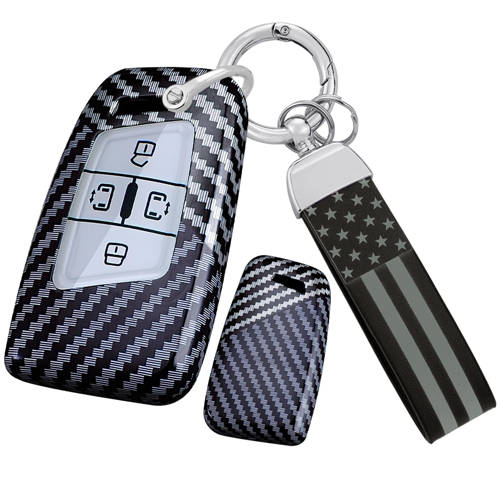 TECART Autoschlüsselgehäuse Schlüsselmäppchen Schlüsseltasche Passt für VW New Viloran 2020 2021 2022 2023 Schlüsselgehäuse PC Fernsteuerung Schlüsselhülle Schlüsselanhänger 4 Tasten B-Schwarz Weiß von TECART
