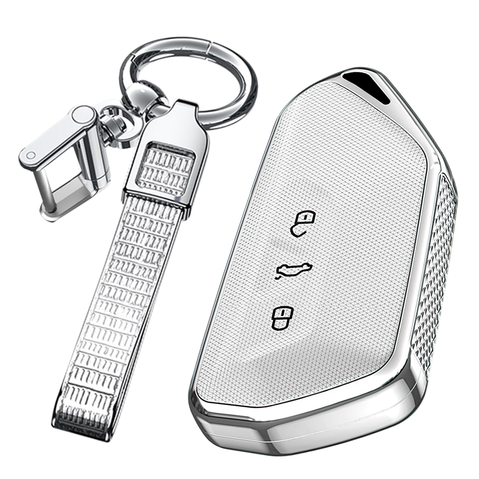 TECART Autoschlüsselhalter Schlüsseltasche für VW Volkswagen Golf 8 MK8 GTI GTD ID.3 ID.4 Schlüssel Schutz Etui für Seat Tarraco Ateca Leon Schlüsselgehäuse Schlüsselanhänger 3 Tasten-B Silber von TECART