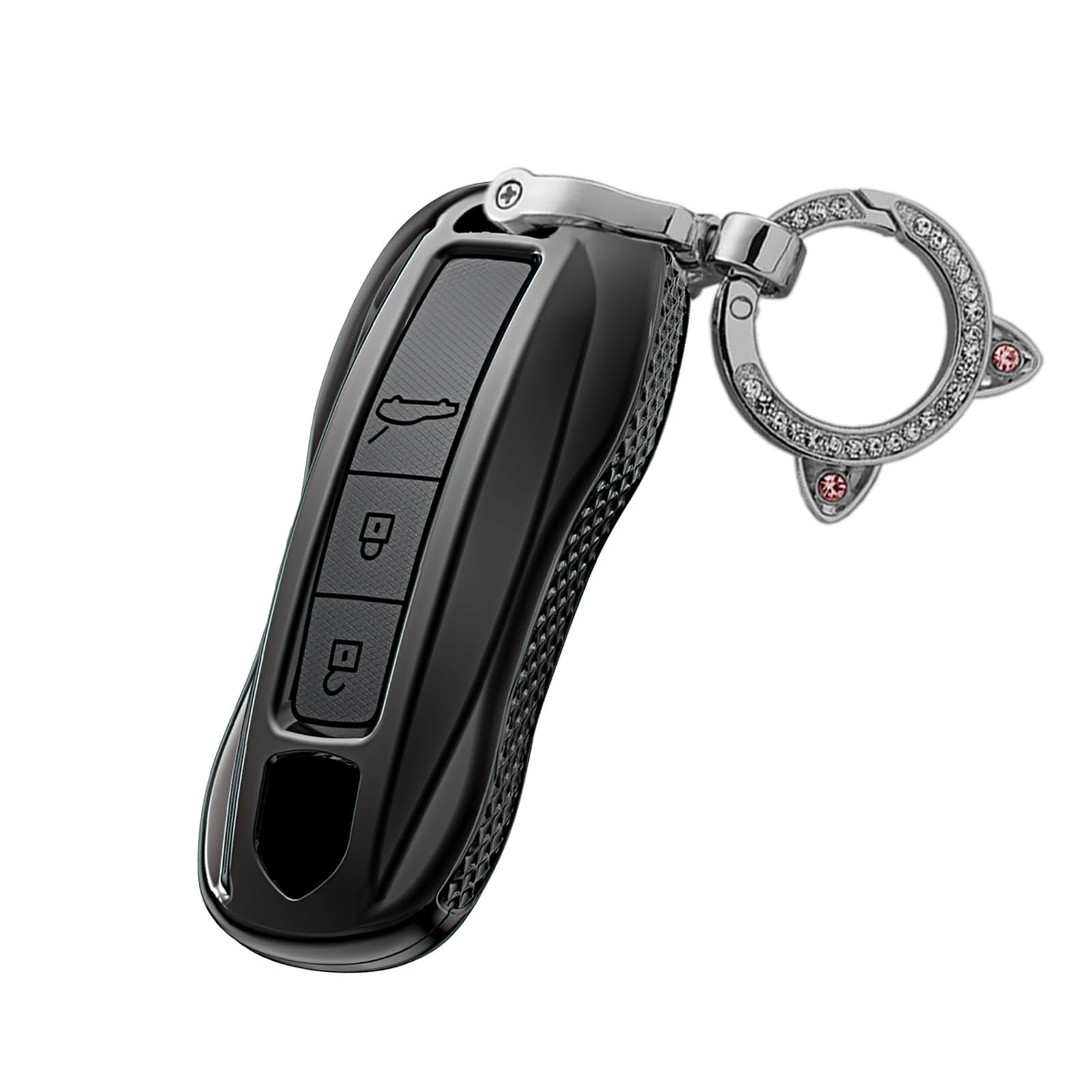 TECART PC + Plating Smart Key Fob Case Schutzhülle Fit für Porsche Cayenne Macan Panamera Boxster 911 Schwarz von TECART