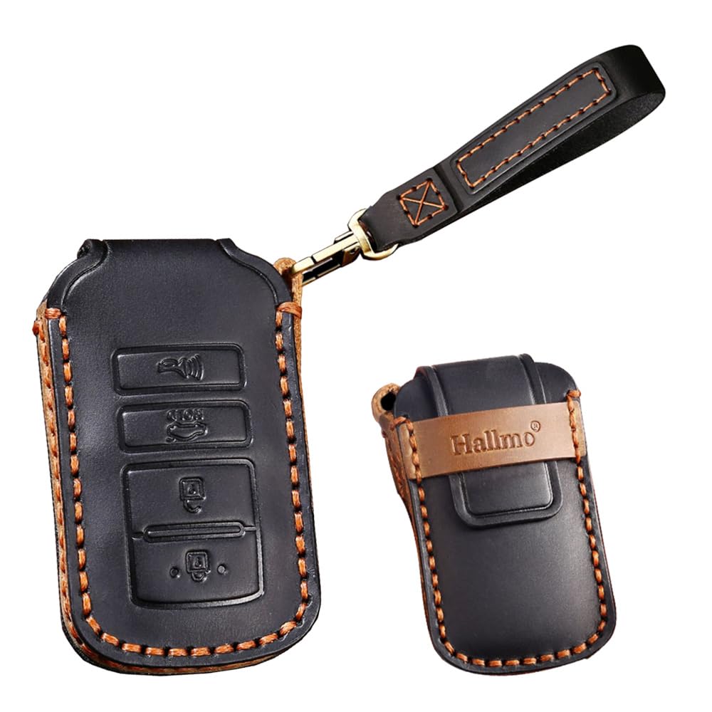 TECART Schlüsselhülle aus Leder, passend für KIA Cadenza K9 K7 Sorento Smart Remote Key Protector Zubehör 4 Tasten Schwarz von TECART