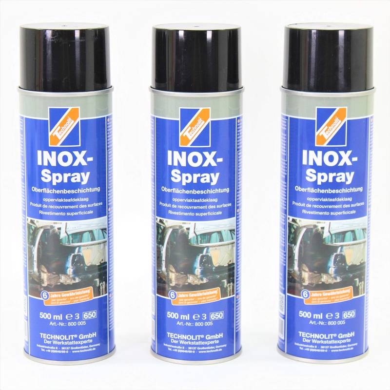 TECHNOLIT INOX Spray Korrosionsschutz Rostschutz Kunststoff Schweißpunkt 3X 500 ml von TECHNOLIT