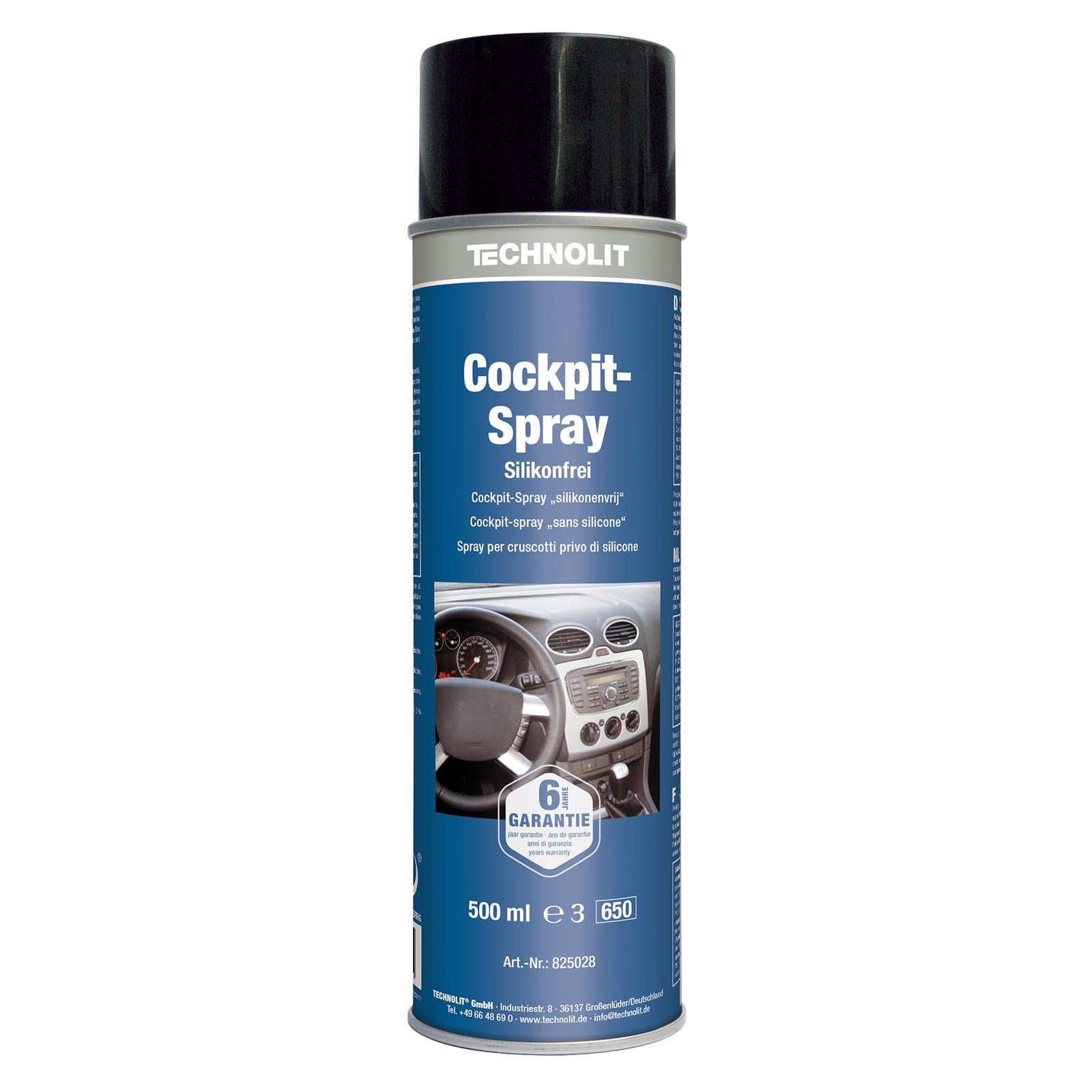 TECHNOLIT Cockpit-Spray silikonfrei 500 ml, Cockpit-Pflege, Cockpit-Reiniger, Kunststoffpflege, antistatisch von TECHNOLIT