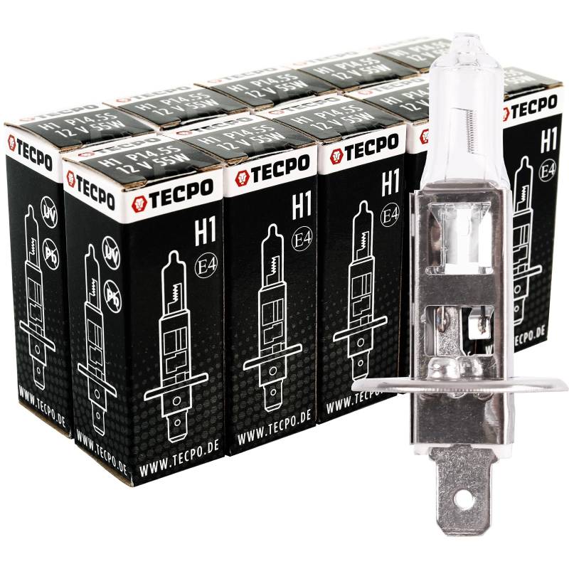 TECPO 10x H1 Birnen Glüh-Birne Halogen Autolampe 12V 55W Glüh-Lampe P14,5S Auto von TECPO