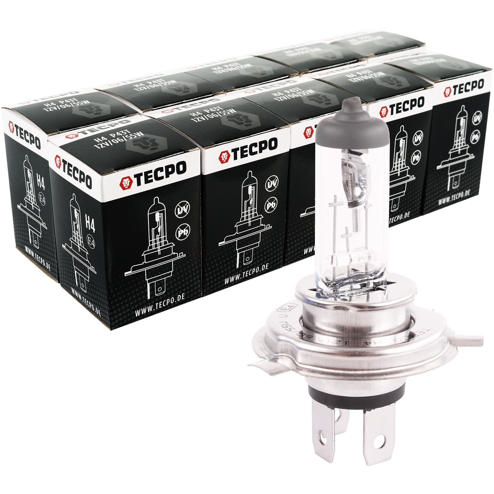 TECPO 10x H4 Lampen Set 12V 60/50W P43t Autolampe Glühlampe Birnen Glühbirne von TECPO