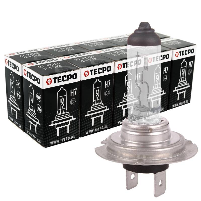 TECPO 10x H7 Halogen Lampe 12V 55W PX26d Autolampe Scheinwerfer Lampe Ersatzlampen Abblendlicht Fernlicht Nebellicht Glühbirne von TECPO