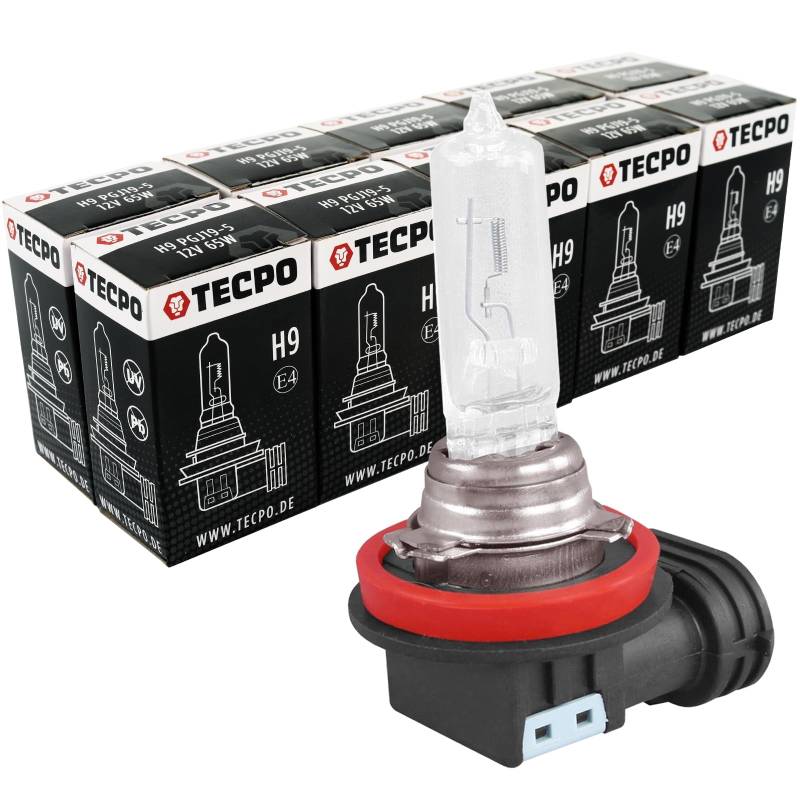 TECPO 10x H9 Halogen Glühbirne 12V 65W Auto-Lampe PGJ19-1 Nebel Fernlicht Birne von TECPO