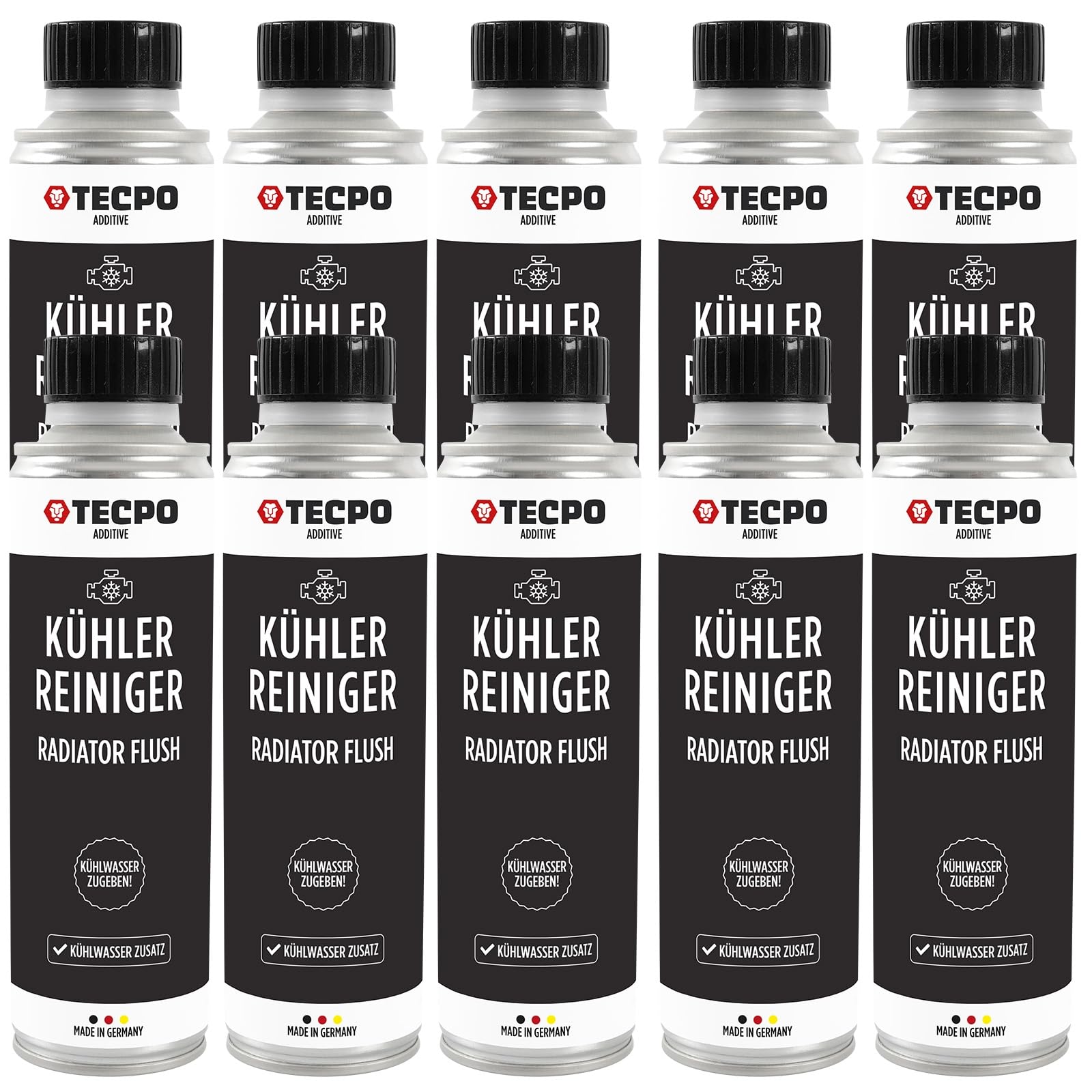 TECPO 10x Kühlerreiniger, 300ml Kühladditiv Kühlsystem Reiniger Radiator Flush von TECPO