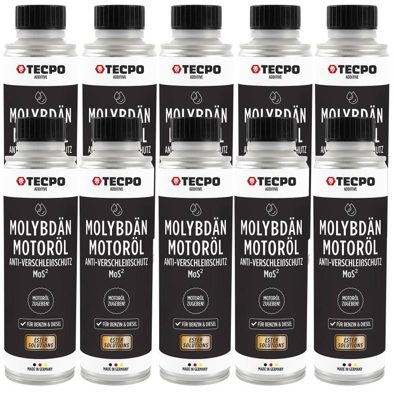 TECPO 10x Molybdän Additiv, 300ml Anti Reibung Verschleiß MoS² für Motoröl Getriebeöl von TECPO