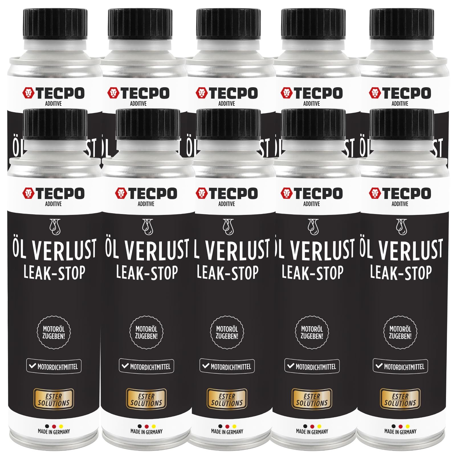 TECPO 10x Ölverlust Stop Ester 300 ml Motordichtmittel Motor-Öl Leak Stop Ölverlust von TECPO