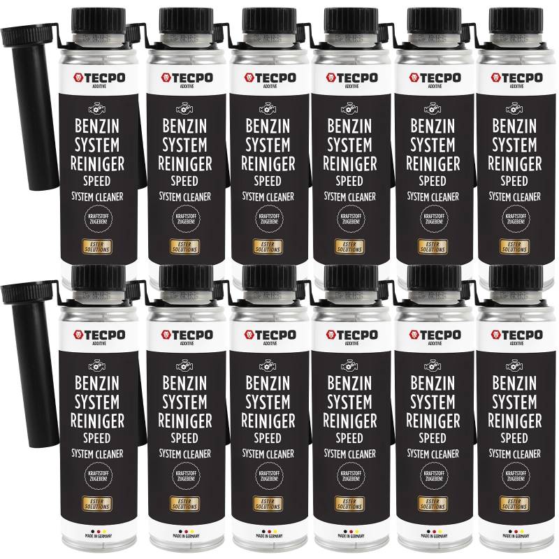 TECPO 12x Benzin-System-Reiniger, 300ml Benzinreiniger Ester Benzin Reiniger Additiv Motor Kraftstoff Motorreiniger Kraftstoffsystemreiniger von TECPO