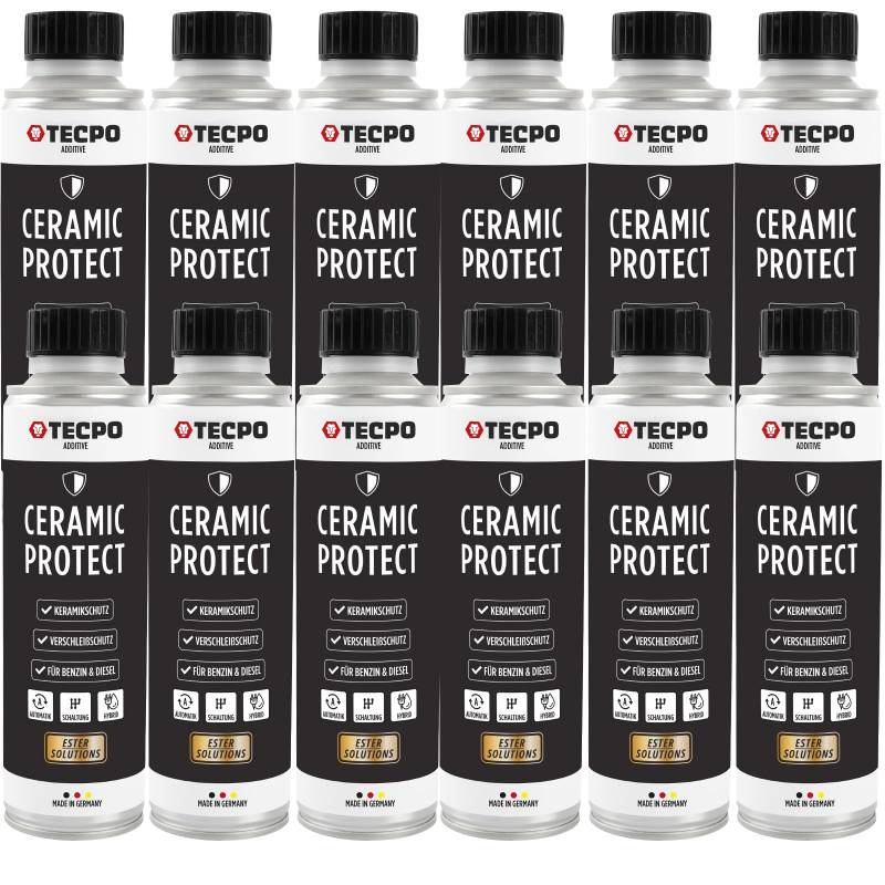 TECPO 12x Keramik Protect Ester, 300 ml Verschleißschutz Additiv für Diesel- und Benzinmotoren Ceramic Motor Öl Zusatz Öldditiv Keramik Verschleißschutz (12er-Pack) von TECPO