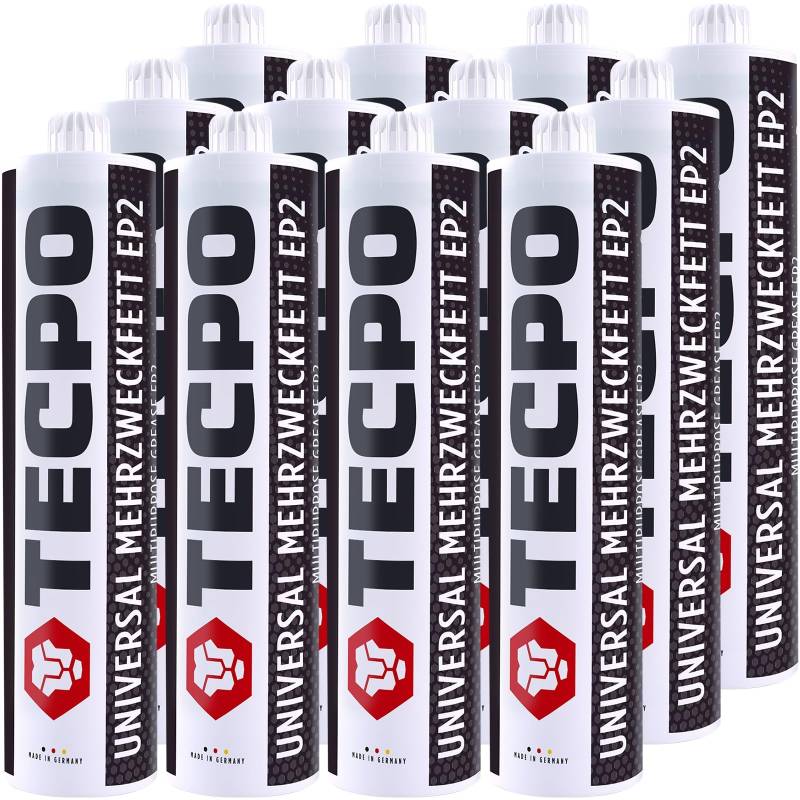 TECPO 12x Universal Mehrzweckfett 500g EP2 Lithium Fett Schmierfett Lithiumfett universell einsetzbares Langzeitfett temperaturbeständiges Gleit- Wälzlager Fett wasserbeständig von TECPO