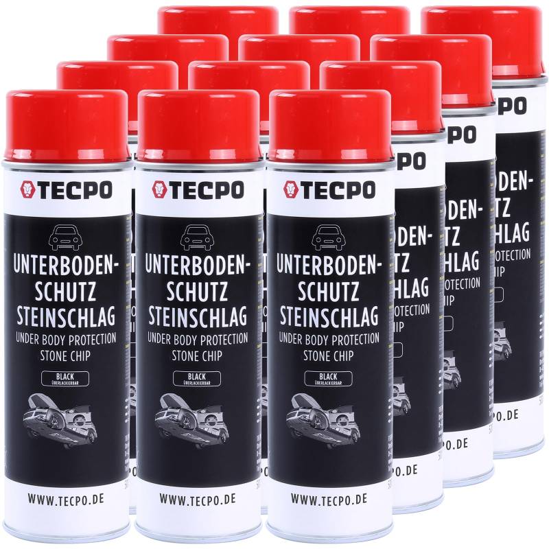 TECPO 12x Unterbodenschutz Steinschlag überlackierbar schwarz, 500ml von TECPO