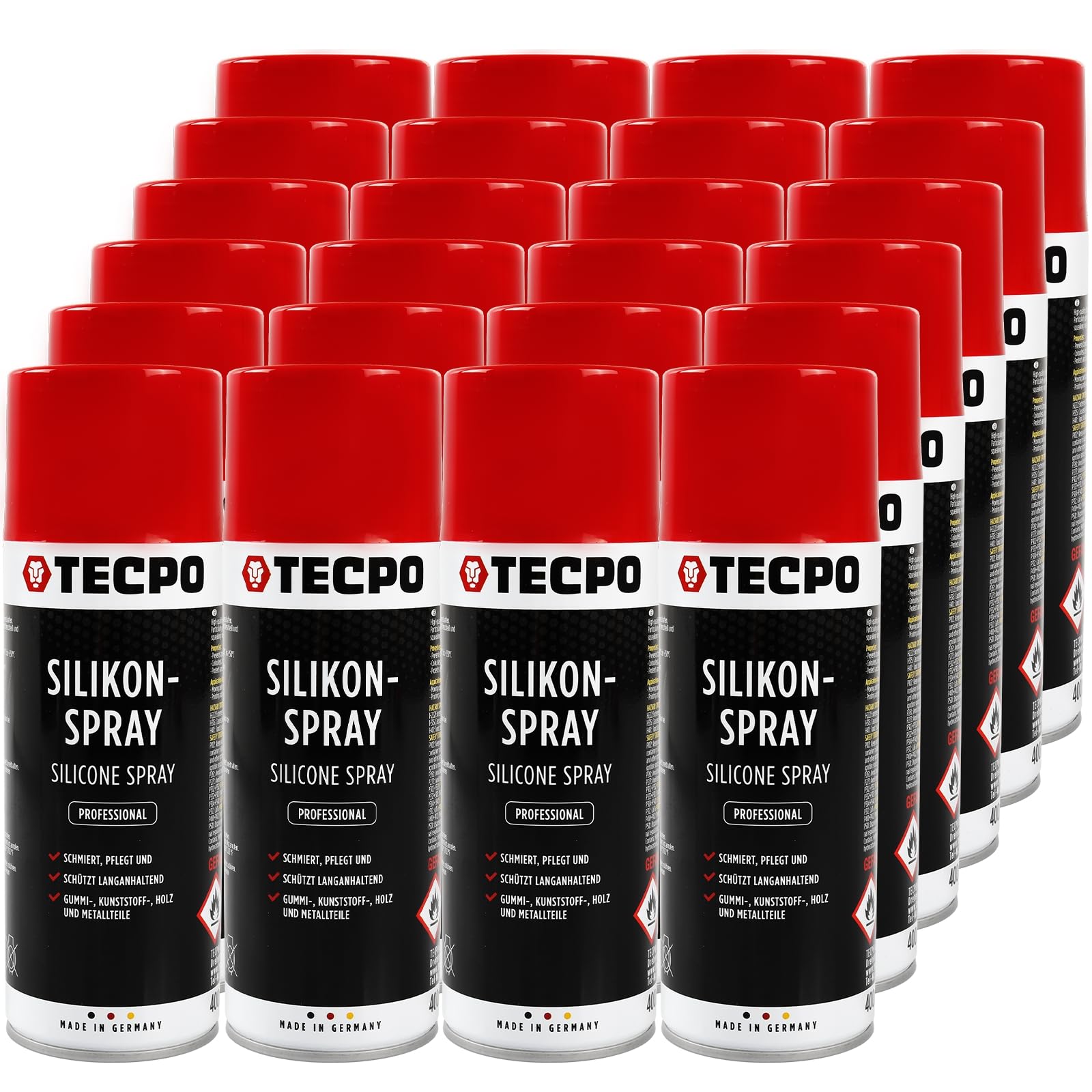 TECPO 24x Silikonspray 400 ml Gleitmittel Schmiermittel Trennmittel Gleitspray Schutzmittel Pflegemittel von TECPO