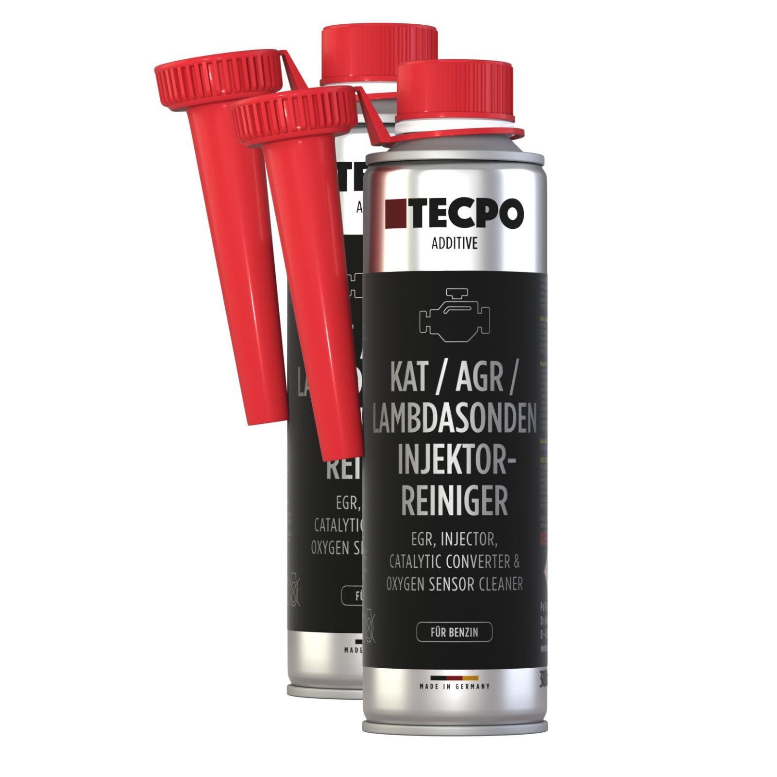 TECPO 2X 300ml Katalysator AGR Lambdasonde Injektor Reiniger Benzin Additiv von TECPO