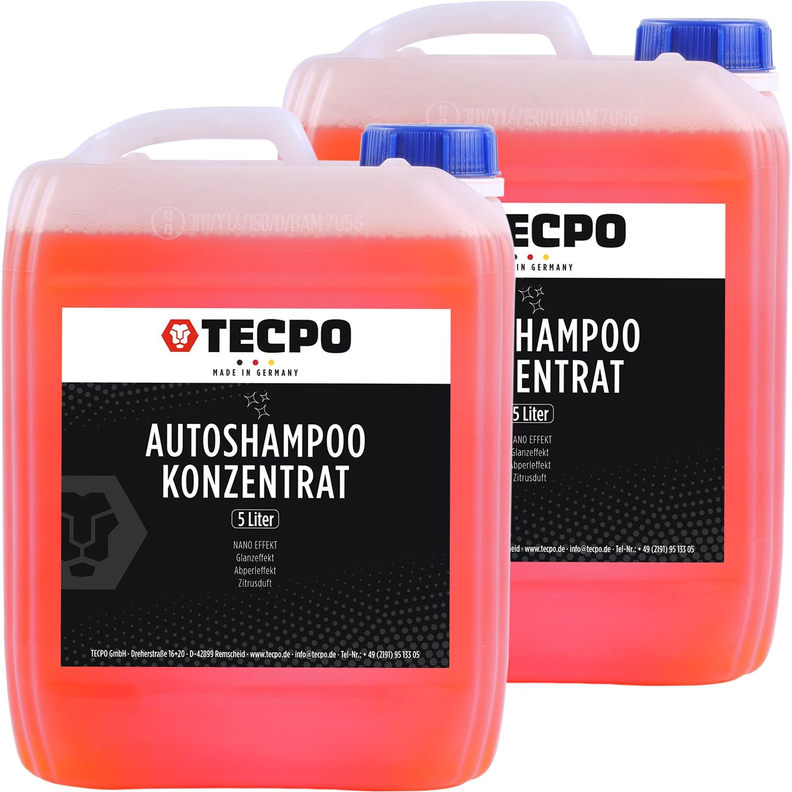 TECPO 2X Autoshampoo Konzentrat, 5 Liter für gründliche Reinigung | gegen hartnäckige Verschmutzungen | Nano | Glanz-Effekt | Abperleffekt von TECPO