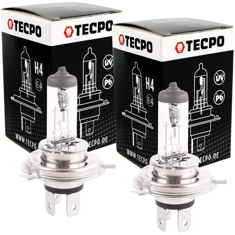 TECPO 2X H4 Lampen Set 12V 60/50W P43t Autolampe Glühlampe Birnen Glühbirne von TECPO