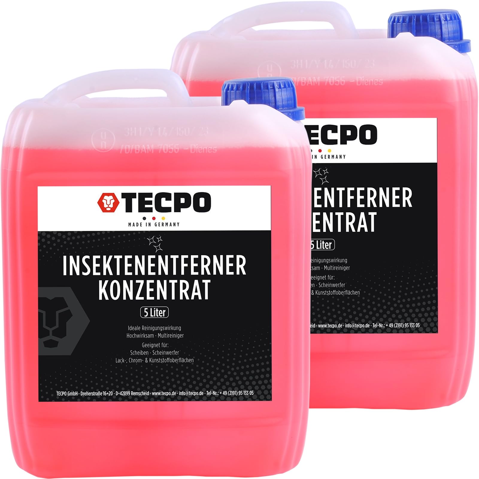 TECPO 2X Insektenentferner Konzentrat, 5 Liter für Lack-, Chrom-, Glas-, und Kunststoffoberflächen sowie Insektenreste- und rückstände | Lack-und materialschonend | hohe Wirksamkeit von TECPO