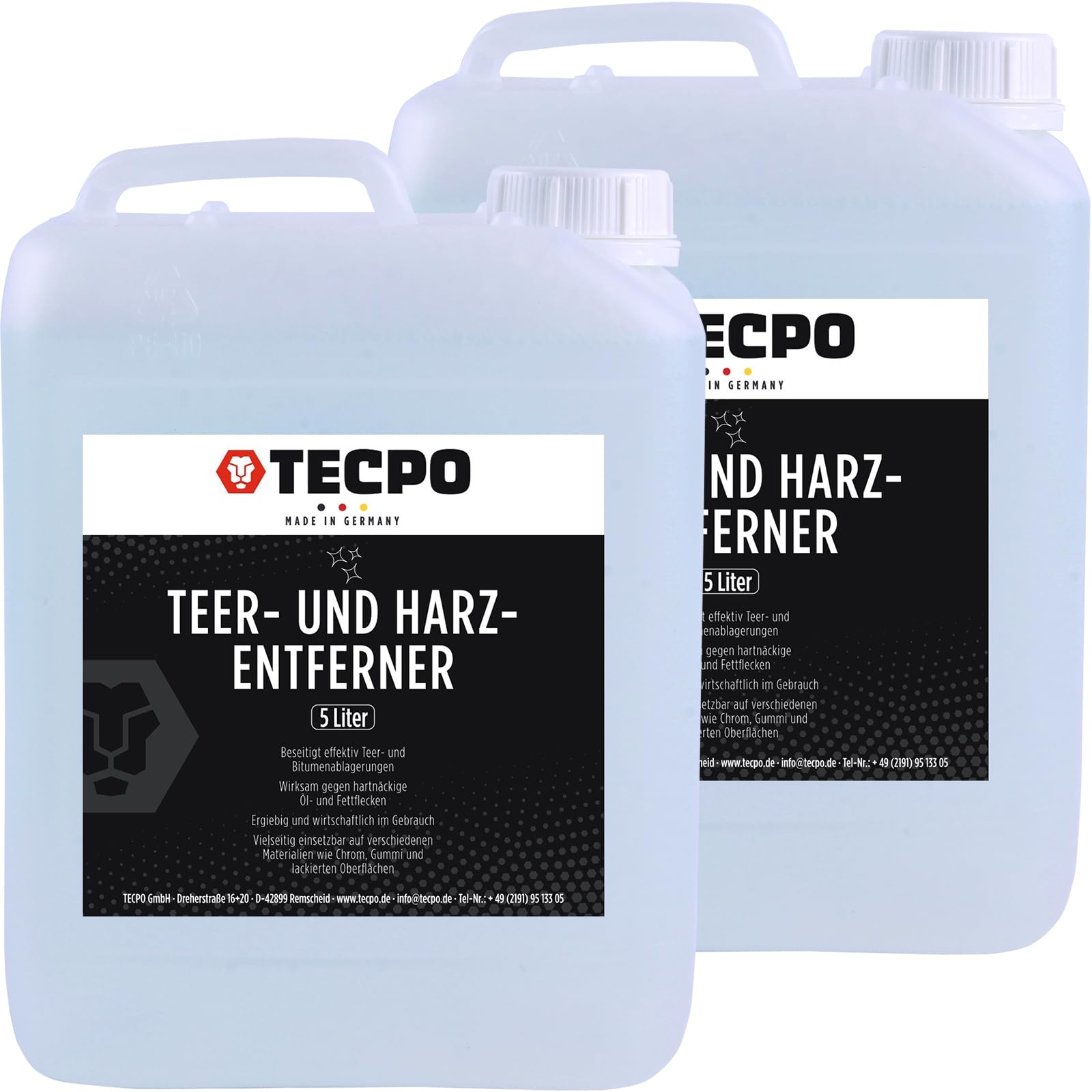 TECPO 2X Teer- und Harzlöser, 5 Liter Klebstoff Teerentferner Bitumen-Löser Fettlöser Harz Kleber von TECPO