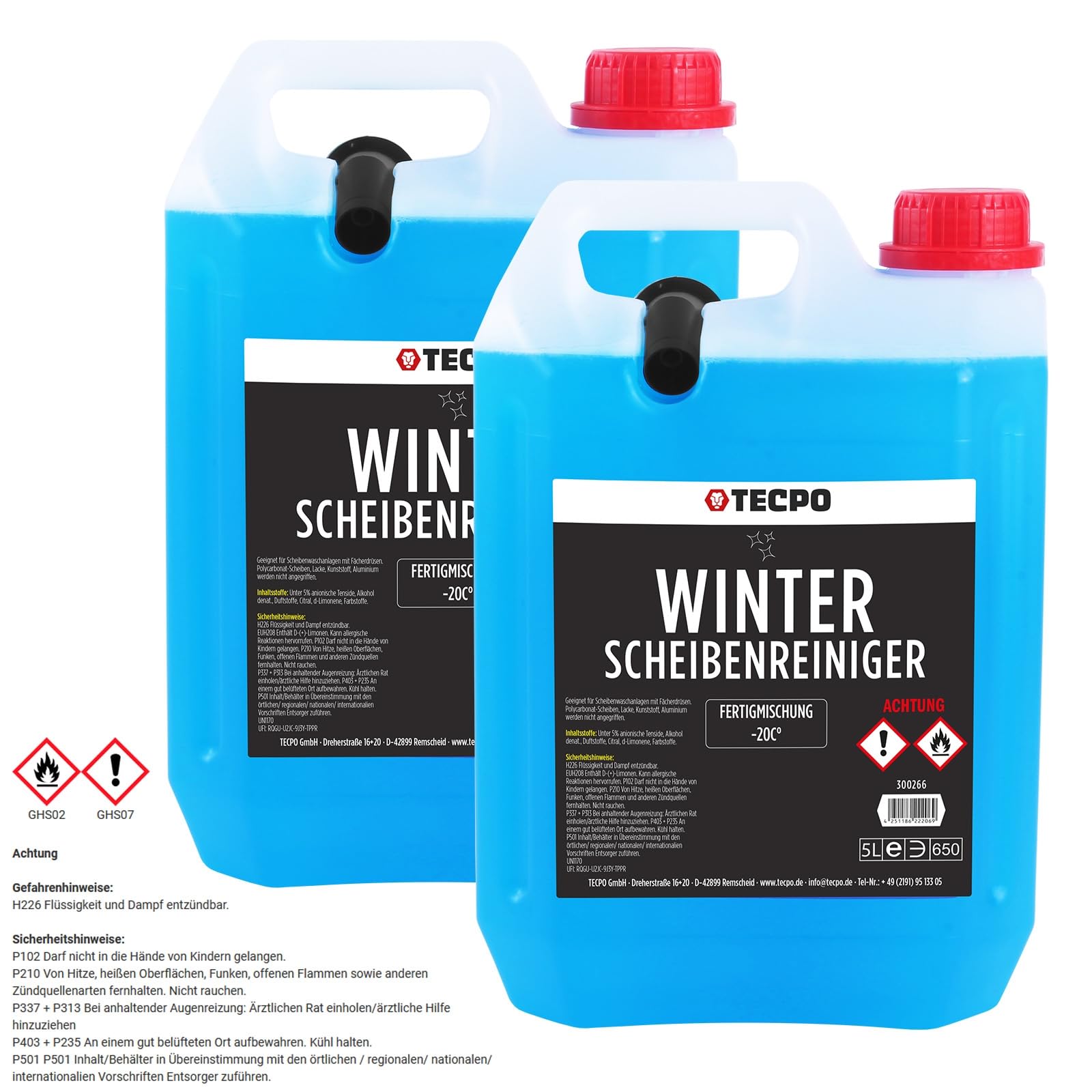 TECPO 2x 5L Winter Scheibenreiniger -20°C Scheibenklar Winterklarsicht Fertigmischung Scheibenfrostschutz von TECPO