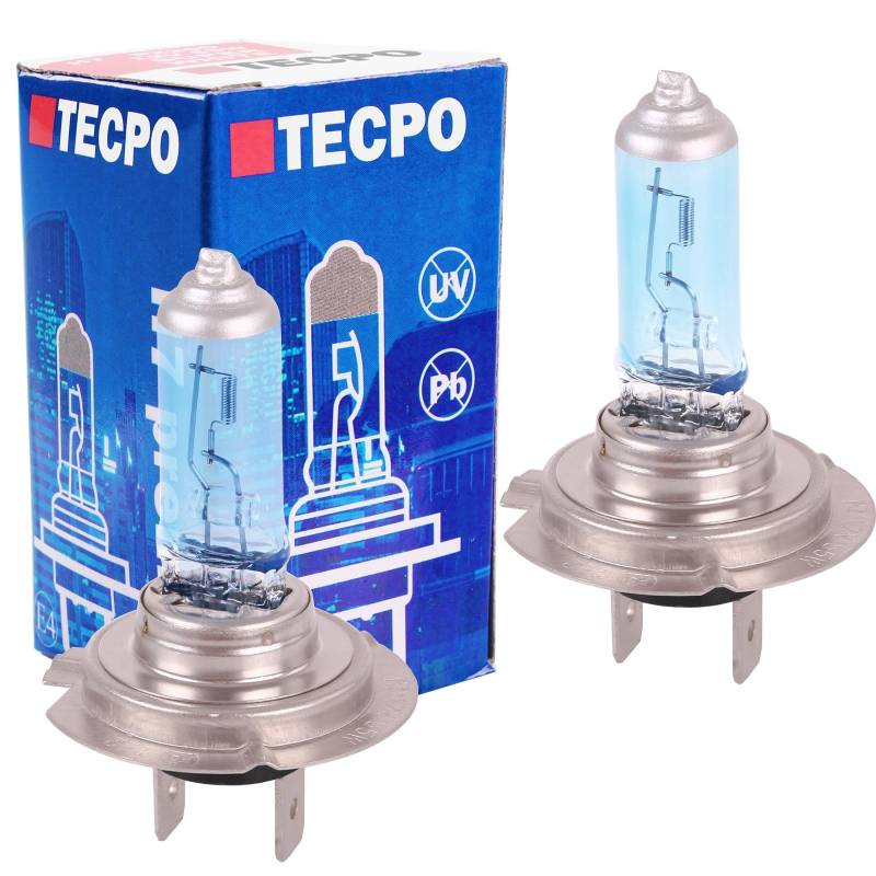 TECPO 2x H7 Xenon Birnen Optik Premium Weiß Glühbirne 12V 55W PX26d Halogen Lampe Leuchte von TECPO