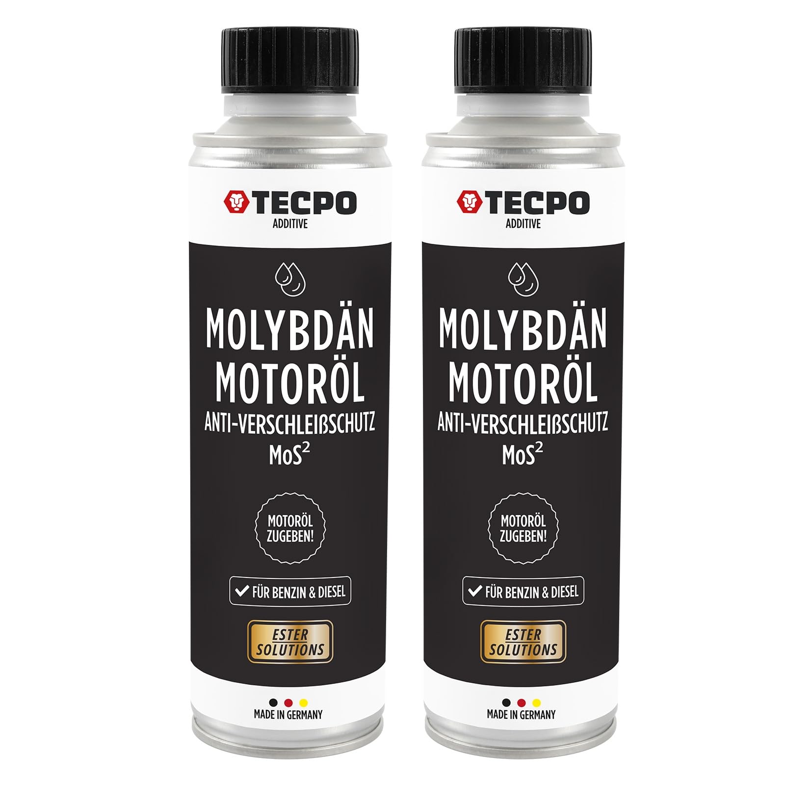 TECPO 2x Molybdän Additiv, 300ml Anti Reibung Verschleiß MoS² für Motoröl Getriebeöl von TECPO