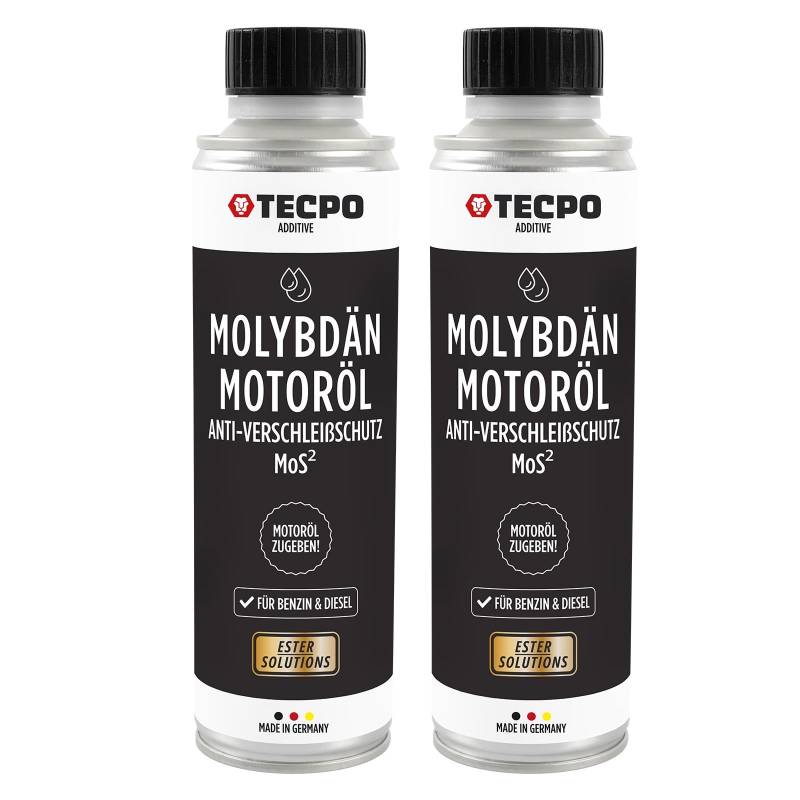 TECPO 2x Molybdän Additiv, 300ml Anti Reibung Verschleiß MoS² für Motoröl Getriebeöl von TECPO