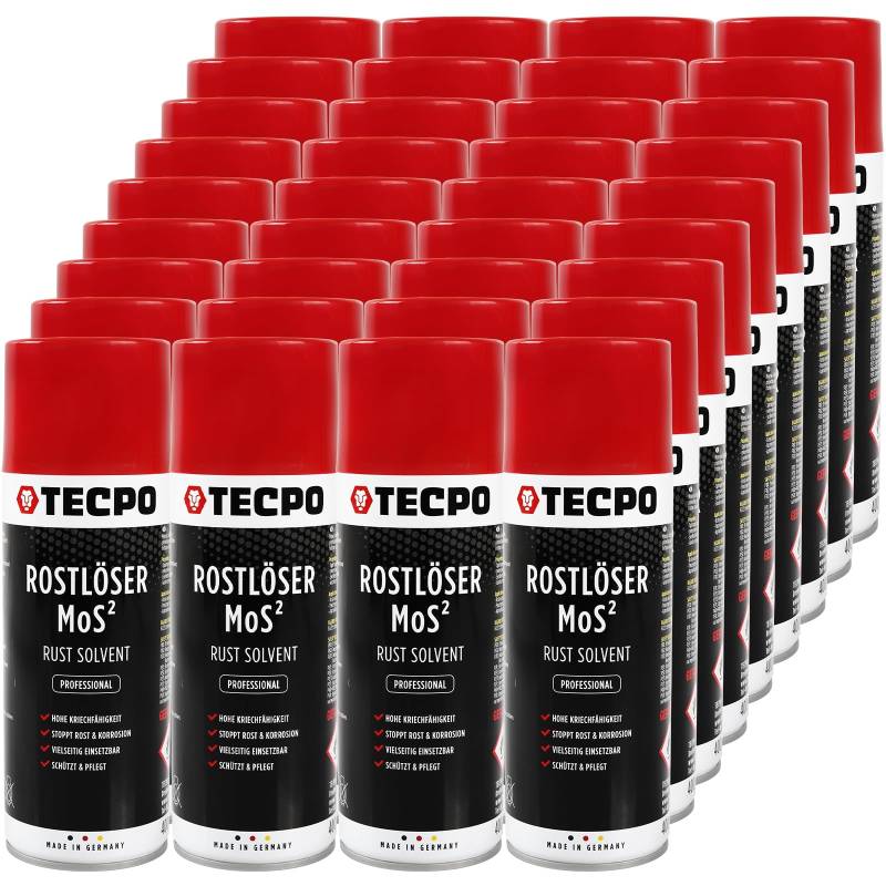 TECPO 36x Rostlöser MoS², 400ml Schmiermittel Rost Umwandler - Multifunktionsspray mit Korrosionsschutz und Kriechfähigkeit für oxidierte und verrostete Verbindungen von TECPO