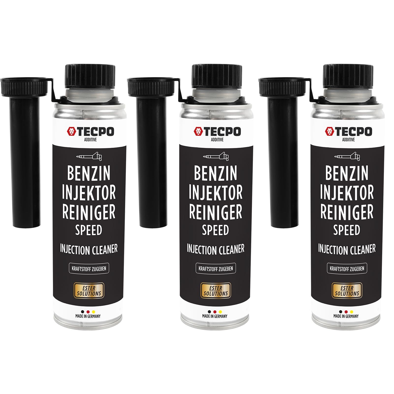 TECPO 3x Benzin Injektor Reiniger, 300ml Additiv -Einspritzdüsen Additiv mit Ester Solution direct injection speed cleaner von TECPO