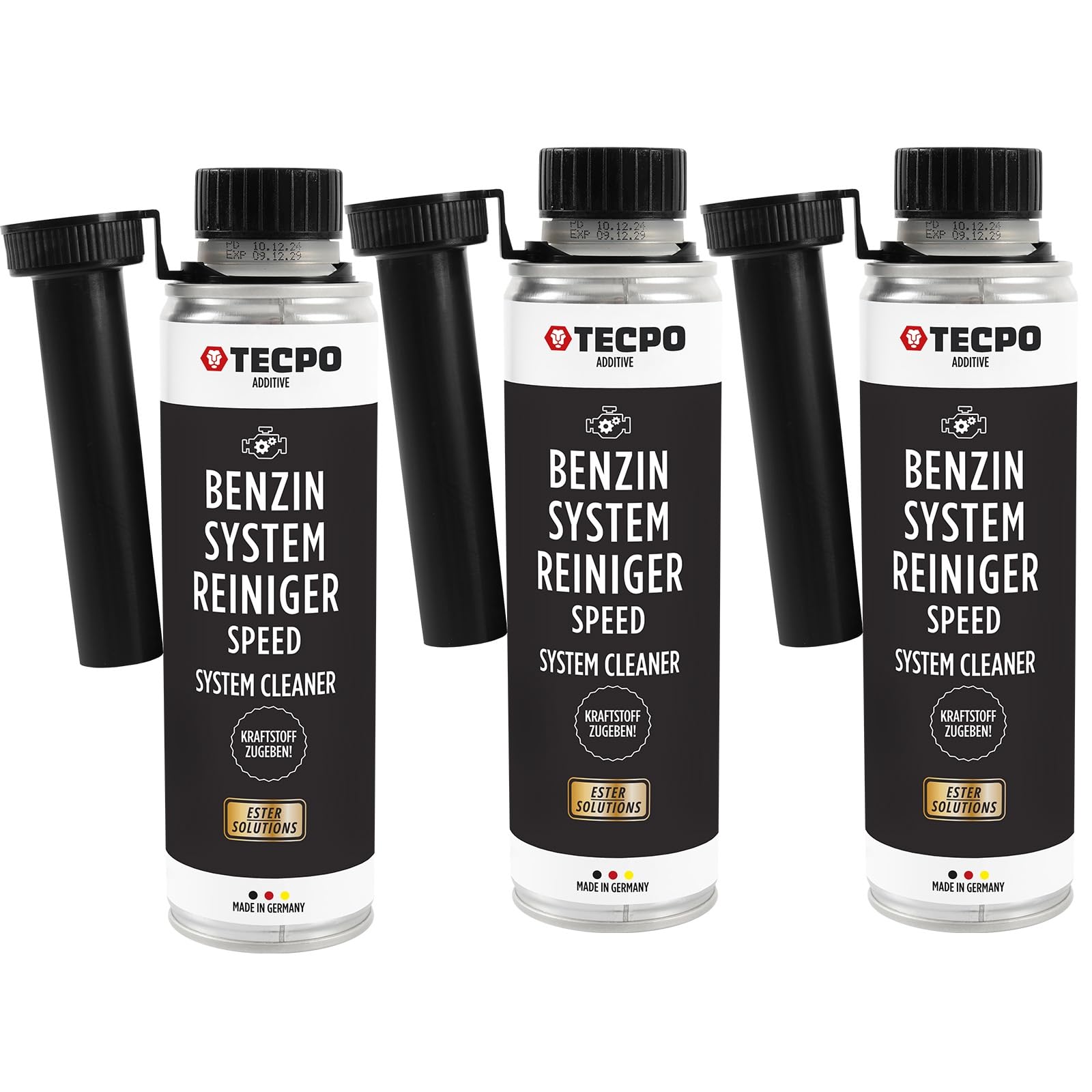 TECPO 3x Benzin-System-Reiniger, 300ml Benzinreiniger Ester Benzin Reiniger Additiv Motor Kraftstoff Motorreiniger Kraftstoffsystemreiniger von TECPO