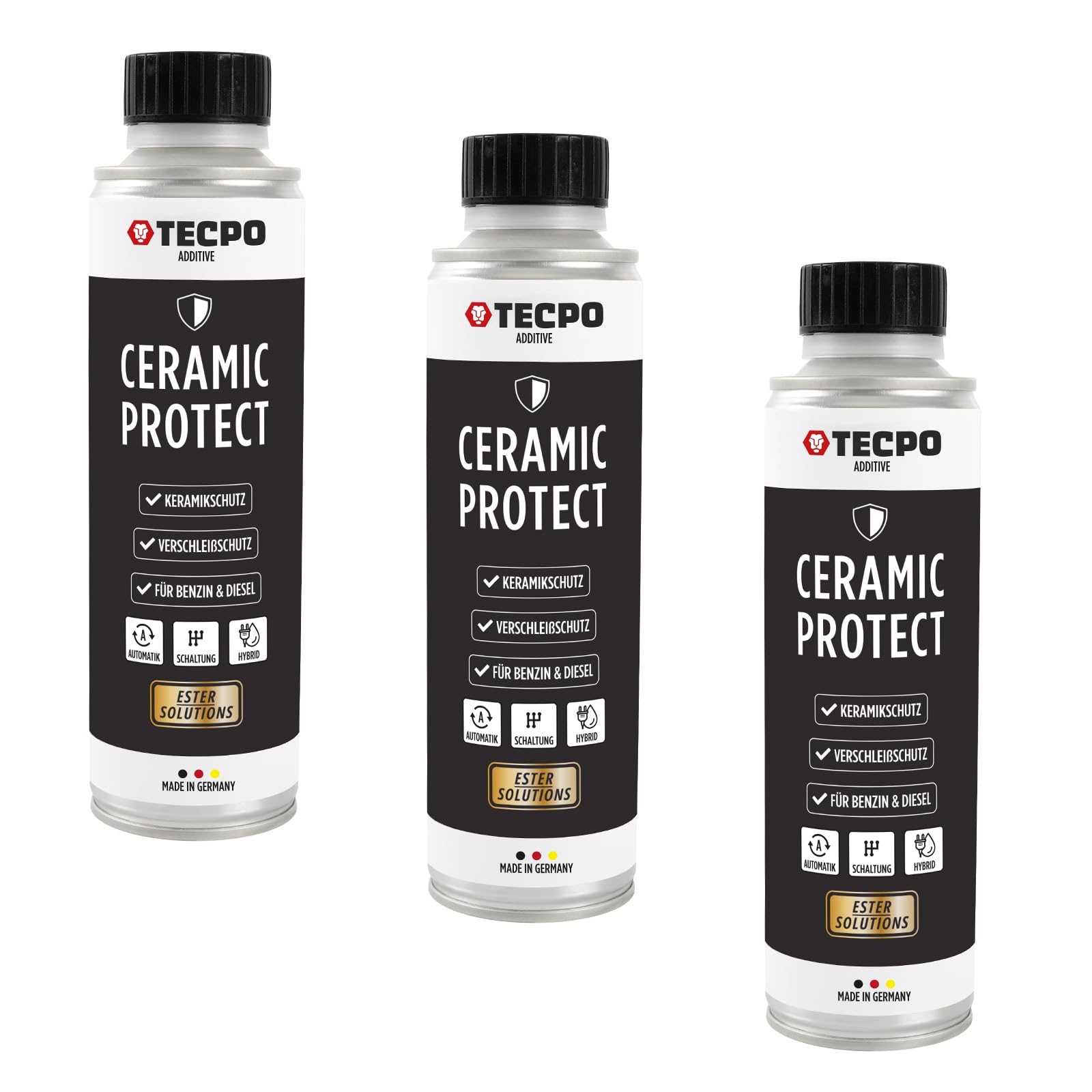 TECPO 3x Keramik Protect Ester, 300 ml Verschleißschutz Additiv für Diesel- und Benzinmotoren Ceramic Motor Öl Zusatz Öldditiv Keramik Verschleißschutz (3er-Pack) von TECPO