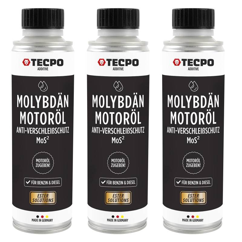 TECPO 3x Molybdän Additiv, Anti Reibung Verschleiß MoS² für Motoröl Getriebeöl von TECPO