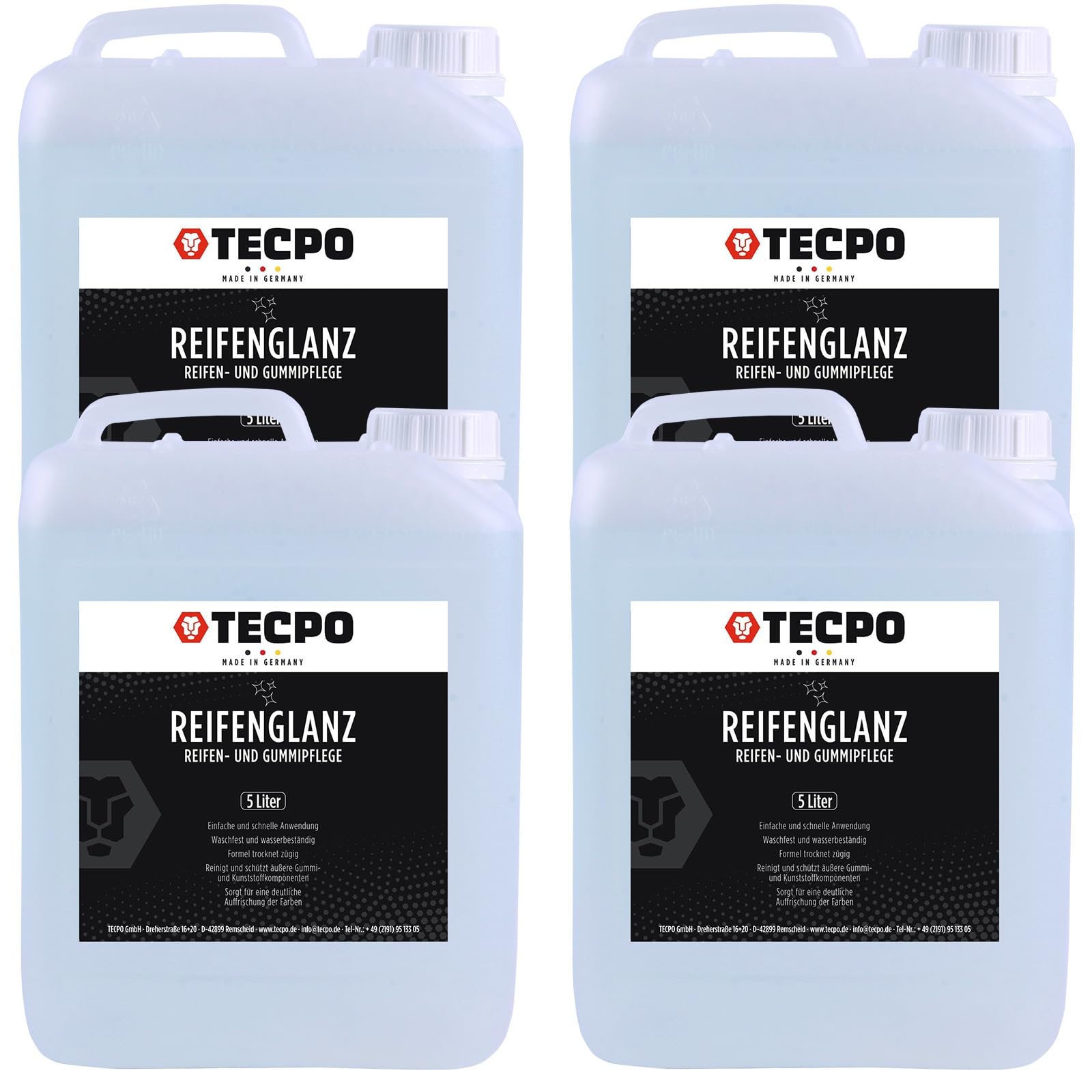 TECPO 4X Reifenglanz und Gummipflege, 5 Liter Reifen Pflege Tiefenglanz Reifen Glanz von TECPO