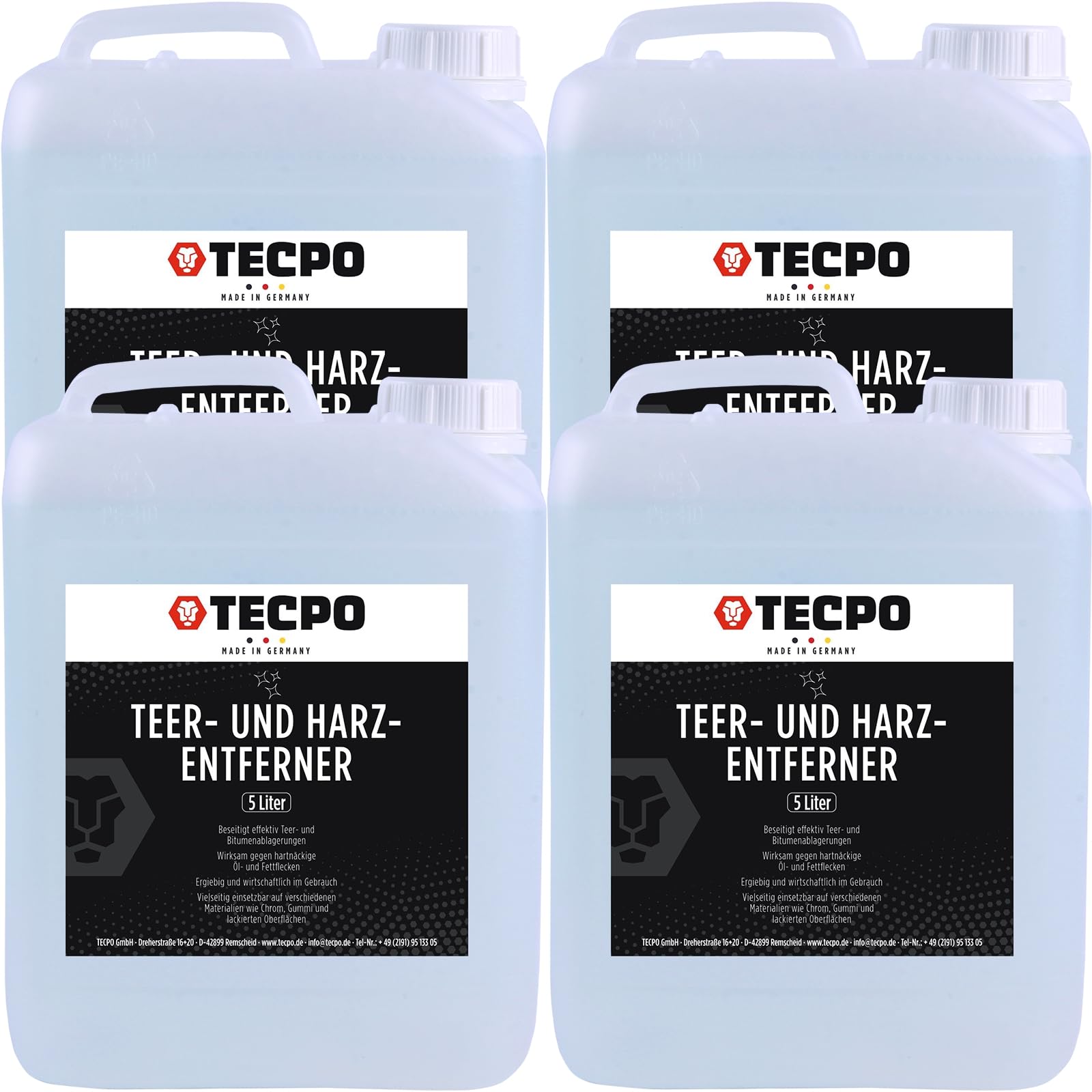 TECPO 4X Teer- und Harzlöser, 5 Liter Klebstoff Teerentferner Bitumen-Löser Fettlöser Harz Kleber von TECPO