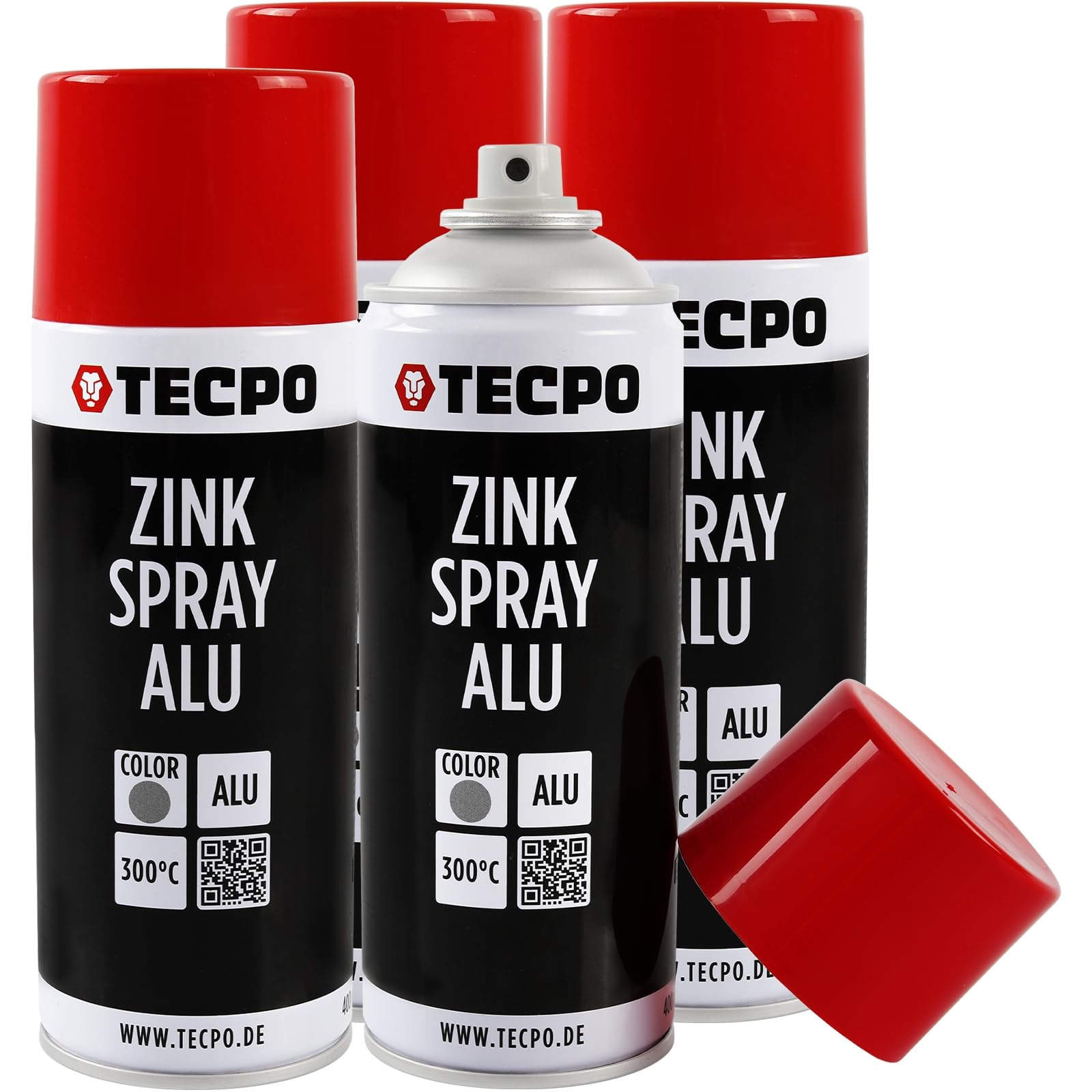 TECPO 4X Zinkspray Metall Alu Hell, 400ml Zink Alu Spray Rostschutzfarbe Korrosionsschutz Rostschutz Beschichtung Grundierung Korrosionsschutzmittel Metallschutzlack von TECPO