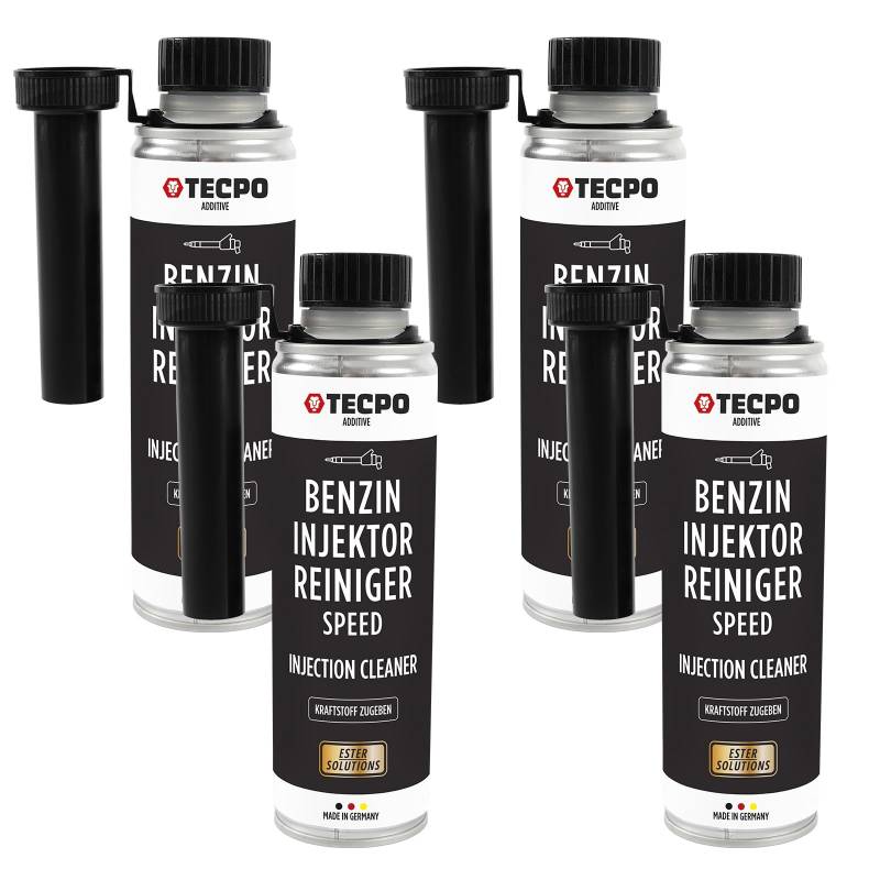 TECPO 4x Benzin Injektor Reiniger, 300ml Additiv -Einspritzdüsen Additiv mit Ester Solution direct injection speed cleaner von TECPO