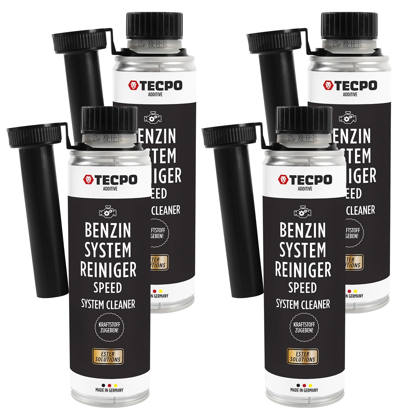 TECPO 4x Benzin-System-Reiniger, 300ml Benzinreiniger Ester Benzin Reiniger Additiv Motor Kraftstoff Motorreiniger Kraftstoffsystemreiniger von TECPO