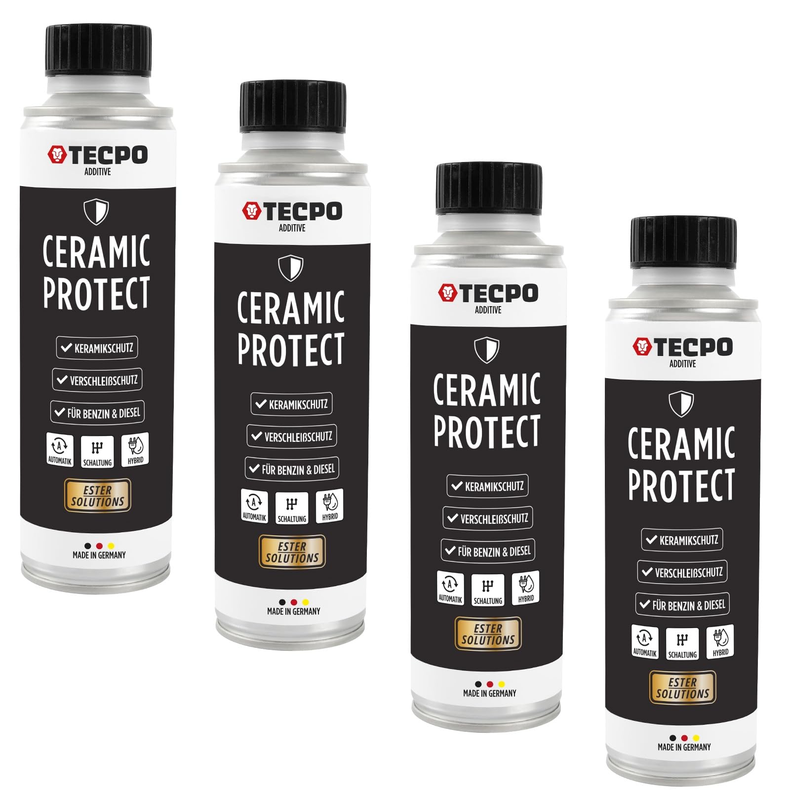 TECPO 4x Keramikverschleißschutz, 300ml - Öladditiv für Diesel- und Benzinmotoren Engine Keramik Protect Ester Öl von TECPO