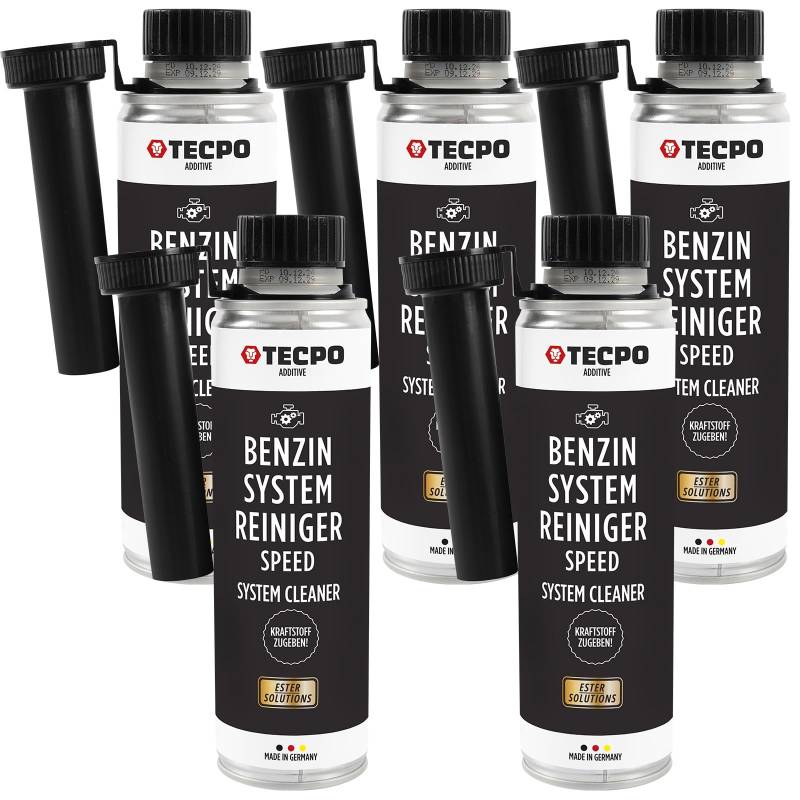 TECPO 5x Benzin-System-Reiniger, 300ml Benzinreiniger Ester Benzin Reiniger Additiv Motor Kraftstoff Motorreiniger Kraftstoffsystemreiniger von TECPO