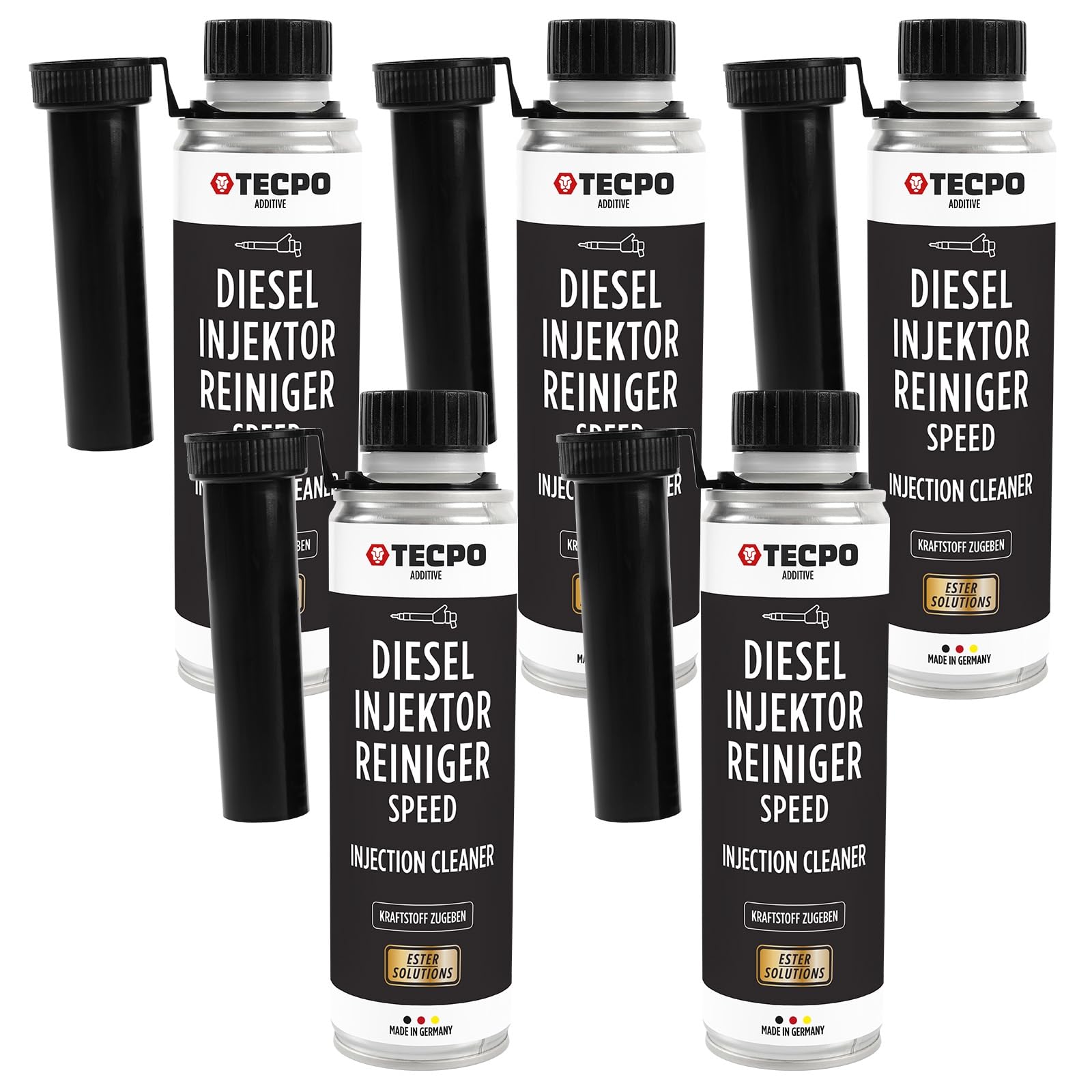 TECPO 5x Diesel Injektor Reiniger, 300ml Additiv -Einspritzdüsen Additiv mit Ester Solution Direct Injection Speed Cleaner von TECPO