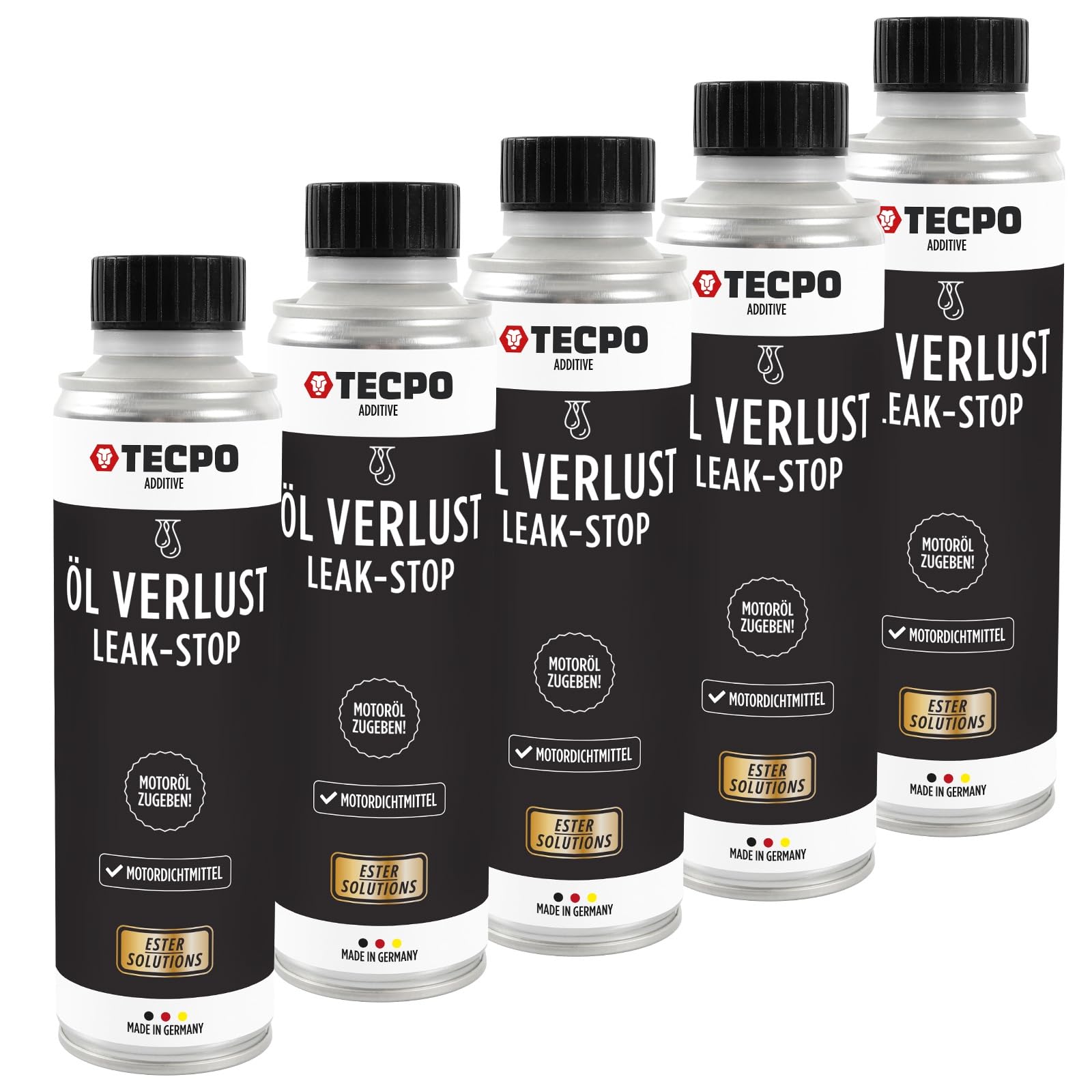 TECPO 5x Ölverlust Stop Ester 300 ml Motordichtmittel Motor-Öl Leak Stop Ölverlust von TECPO