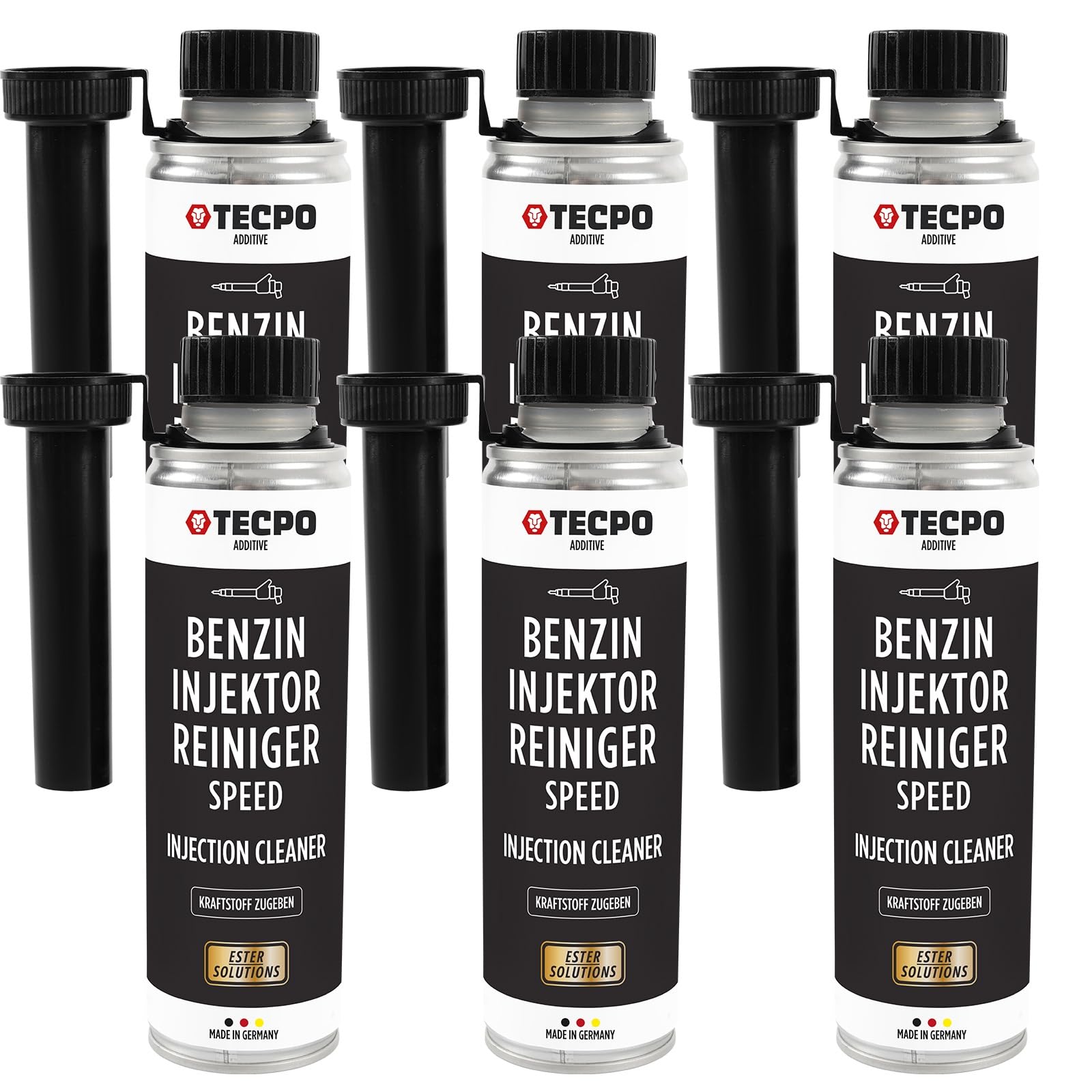 TECPO 6x Benzin Injektor Reiniger, 300ml Additiv -Einspritzdüsen Additiv mit Ester Solution direct injection speed cleaner von TECPO