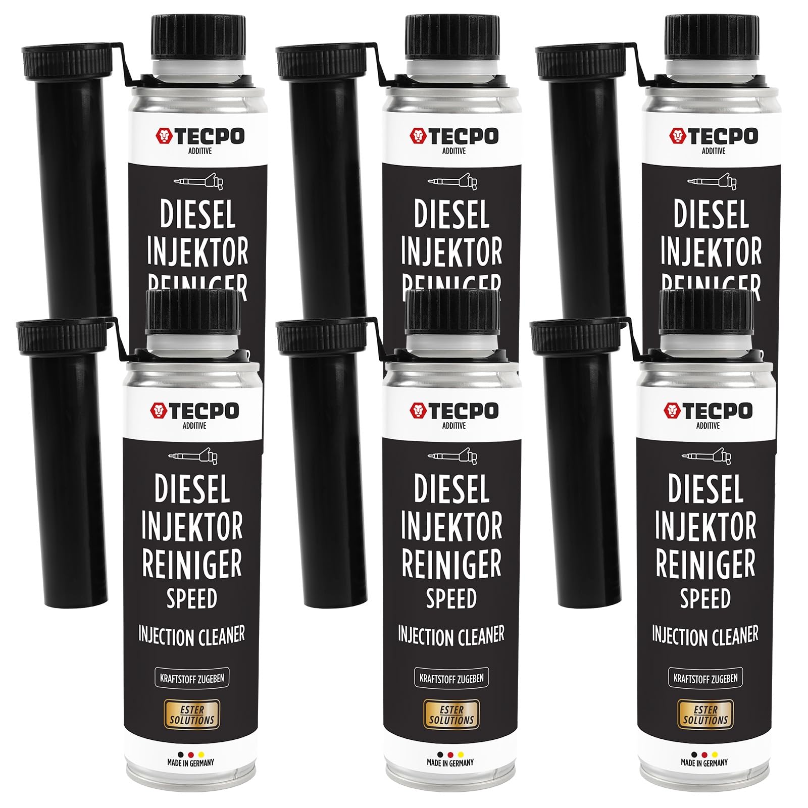 TECPO 6x Diesel Injektor Reiniger, 300ml Additiv -Einspritzdüsen Additiv mit Ester Solution Direct Injection Speed Cleaner von TECPO