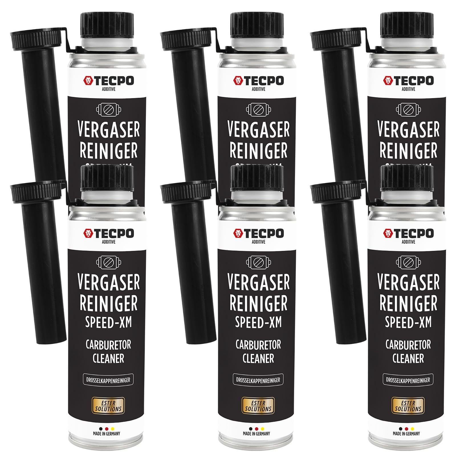 TECPO 6x Vergaserreiniger, 300ml Ester Speed-XM Additiv Drosselkappen Reiniger für PKW Benzinmotoren (6er-Pack) von TECPO