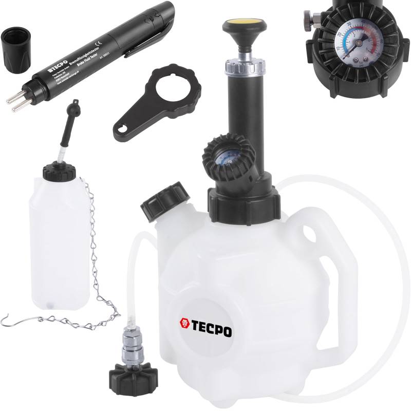 TECPO Bremsen-Entlüftungsgerät Entlüfter, 4 Liter Bremsflüssigkeitstester Prüfer von TECPO