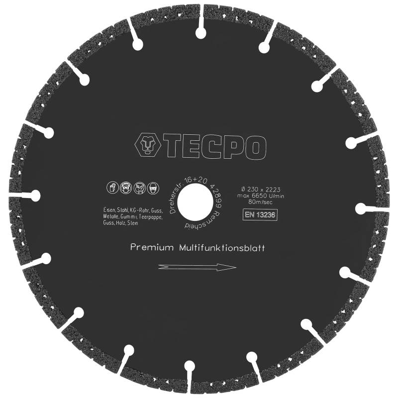 TECPO Diamantscheibe ⌀ 230 x 2,8 x 8 x 22,23 mm Diamant Trennscheibe Fliesenscheibe Universal Multifunktionsblatt ALLESKÖNENR geeignet für Feinschnitt Beton Eisen Stahl Mamor von TECPO